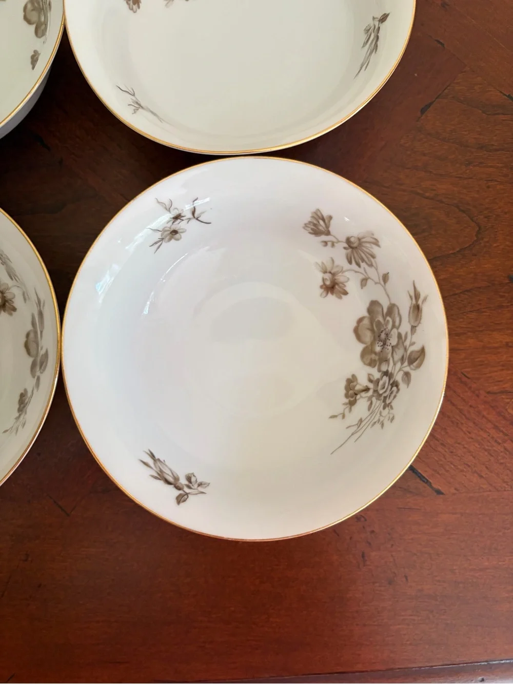 Vintage Johann Haviland Twilight Rose Set of 4 Berry Bowls, Bavaria Germany,
